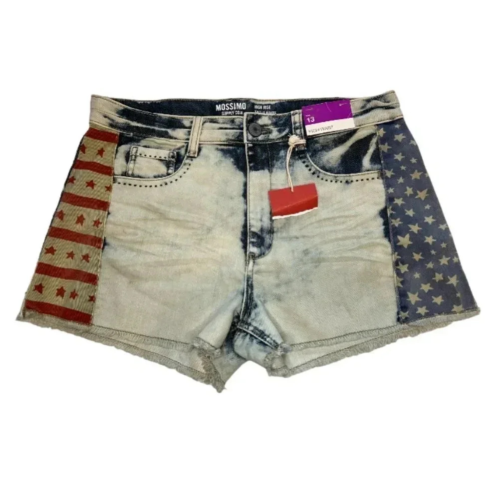 Mossimo Supply Co Denim Stars High Waist Cutoff Womens Shorts Size 13